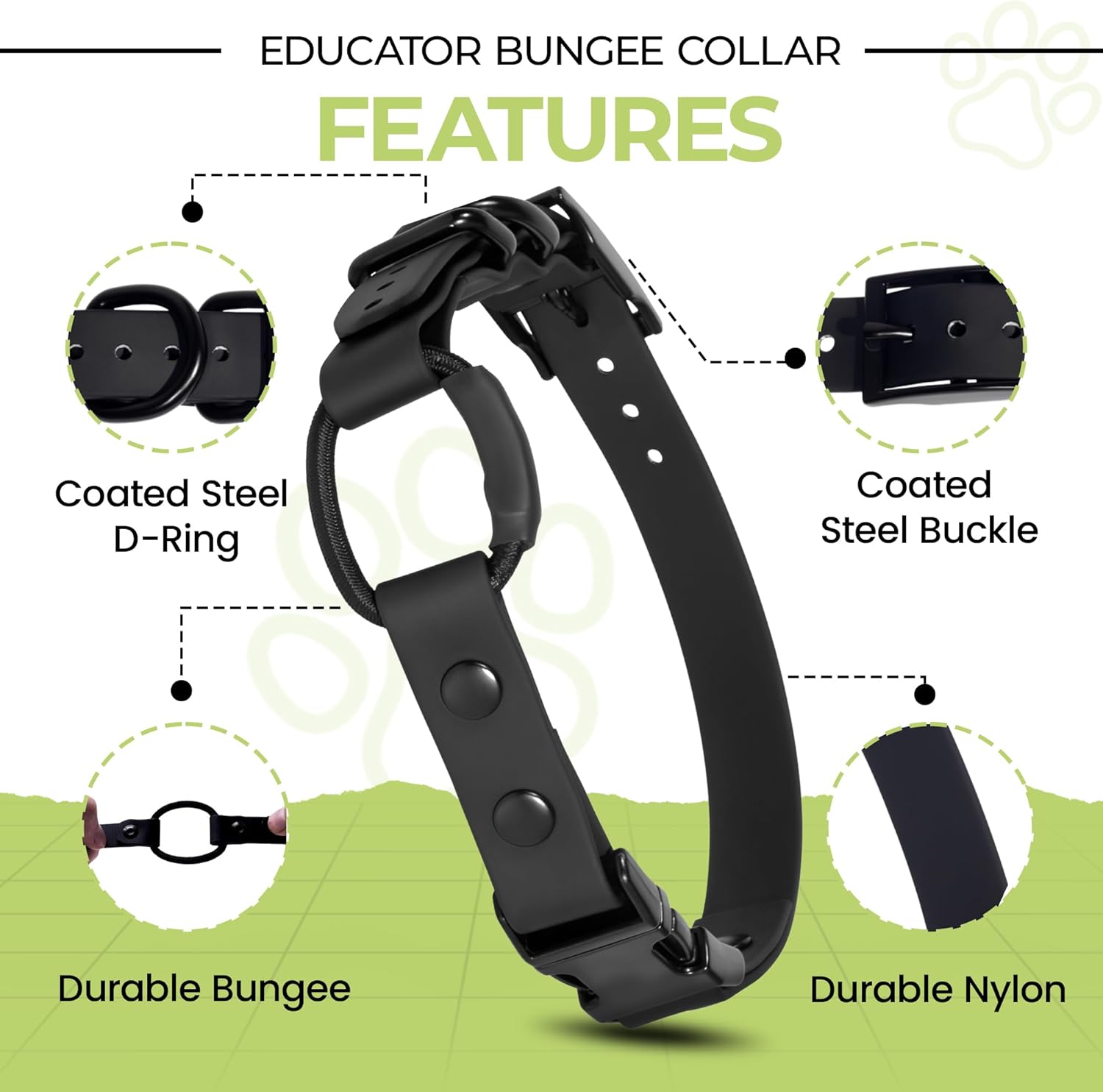 Bungee Collar for ecollar, Compatible with Mini Educator, e Collar Replacement Strap (Red 3/4