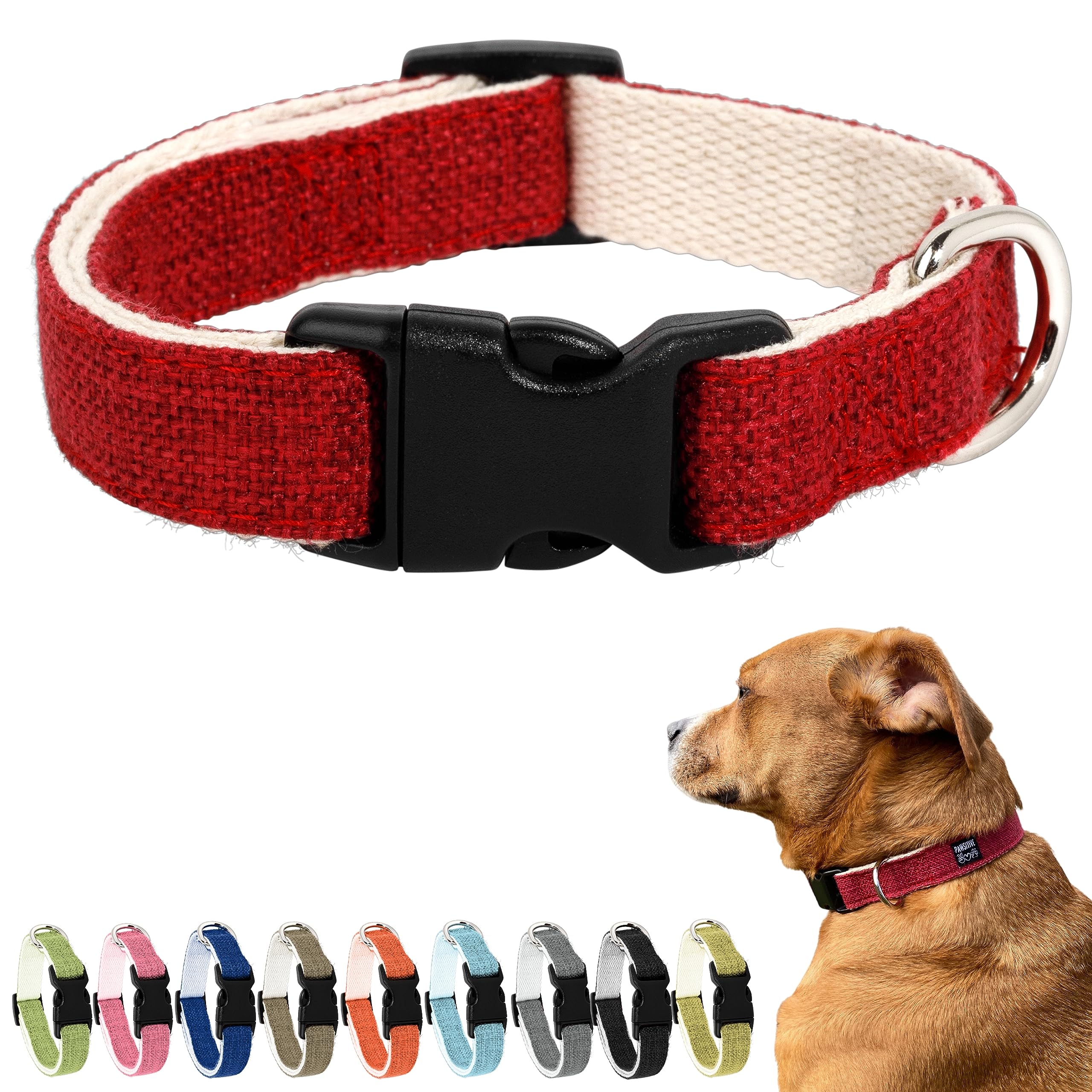 Pawsitive Hemp Collar - Hypoallergenic, Soft Organic Collar for Dogs with Sensitive Skin (Large, Green)