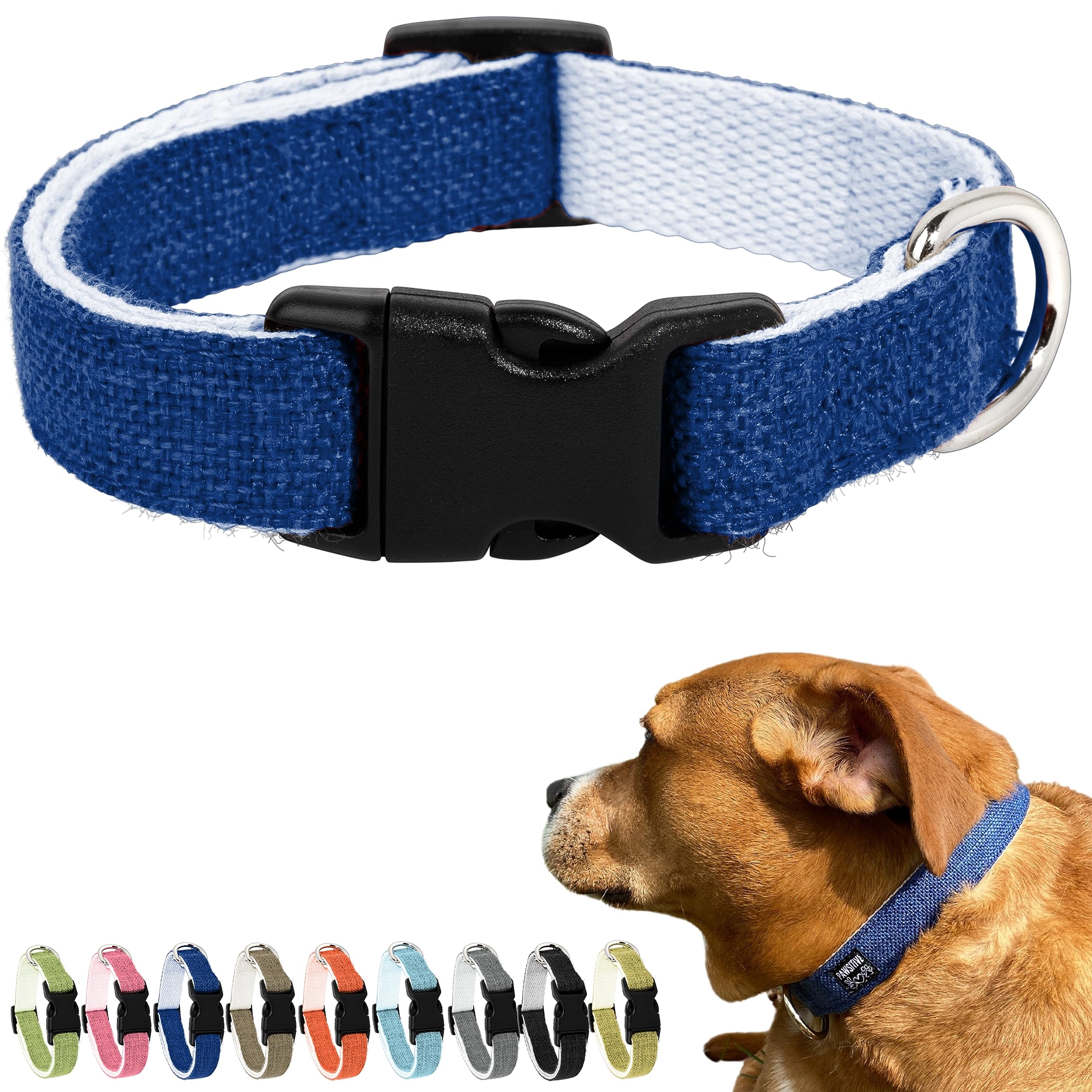 Pawsitive Hemp Collar - Hypoallergenic, Soft Organic Collar for Dogs with Sensitive Skin (Large, Green)